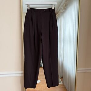 Vintage High Waist Pleated Brown Trousers Size 2